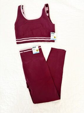 L • penn matching athletic set Burgundy Athletic Leggings & Sports Bra Set